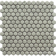 Grey White Fullbody Hexagon Floor Tile Unglazed Glass Crystal Mosaic for Wall